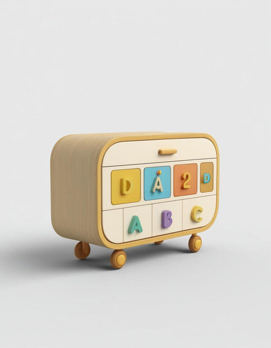 Creative Alphabet-Themed Wooden Storage Cabinet – Fun & Educational Kids’ Organizer