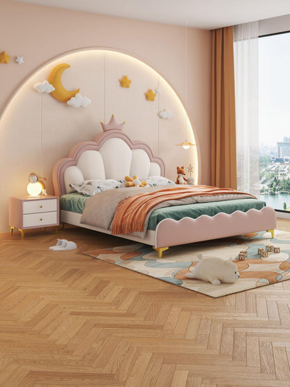 Princess-Themed Pink Crown Bed – Elegant & Cozy Kids’ Bedroom Furniture