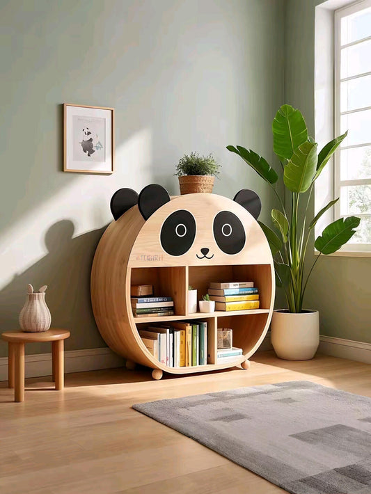 Adorable Panda-Shaped Wooden Bookshelf – Fun & Functional Kids’ Storage