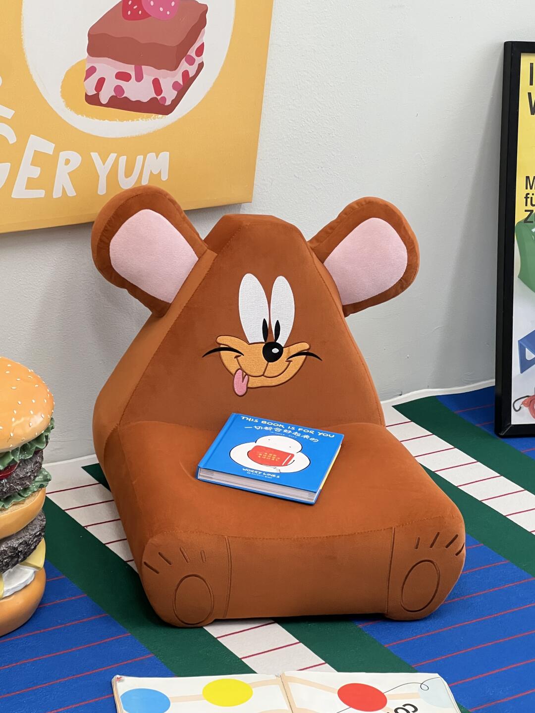 Cartoon Mouse Kids Floor Chair – Plush Animal Lounge Seat for Toddlers & Playrooms (Seating)