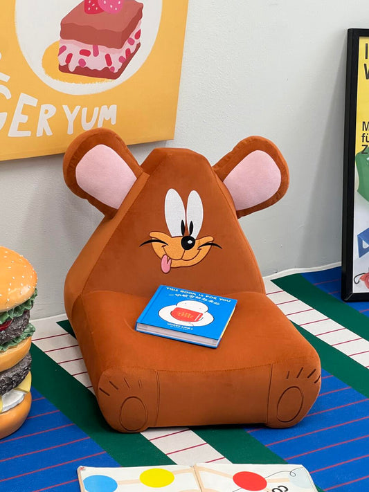 Cartoon Mouse Kids Floor Chair – Plush Animal Lounge Seat for Toddlers & Playrooms (Seating)