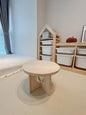 Minimalist Kids Wooden Round Table – Natural Pine Montessori Play Table with Modern Cutout Base