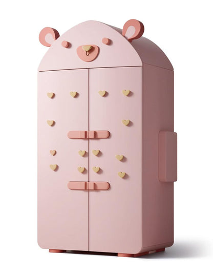 Cute Pink Bunny-Shaped Kids' Wardrobe – Multi-Door Storage Cabinet with Animal Design