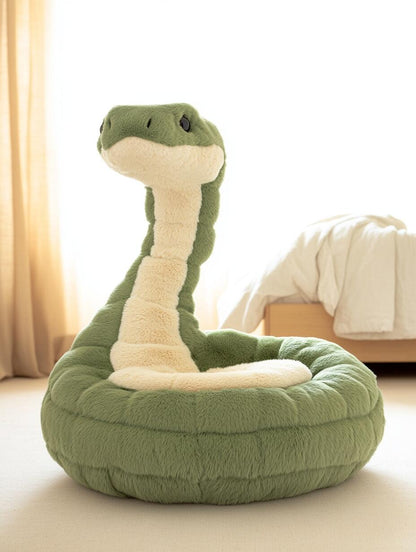 Plush Snake Floor Chair – Cozy Cartoon Serpent Bean Bag Seat for Kids & Teens (Seating / Character Furniture)