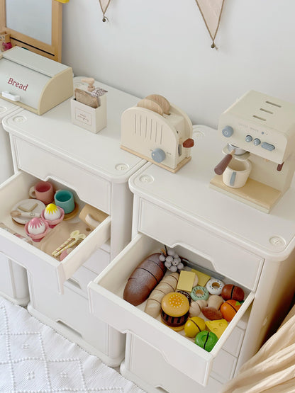 Minimalist Kids Storage Drawers – Stackable Montessori Cabinet for Toys, Clothes & Nursery Essentials (Set of 3 / Cream White)