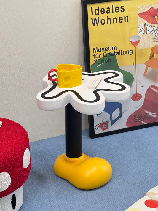 Cartoon Glove Side Table – Playful Pop Art Accent Table with Yellow Shoe Base (Side Table / Accent Furniture)