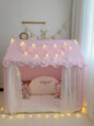 Pink Gingham Bunny Playhouse Tent – Indoor Kids Tent with Curtains, Cushions & Fairy Lights