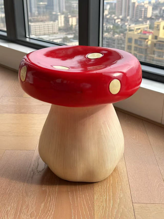 Mushroom Shaped Stool – Whimsical Red Toadstool Kids & Accent Seating