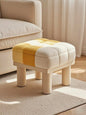 Modern Checkered Bouclé Seating Stool – Cozy Accent Seating for Kids & Living Rooms