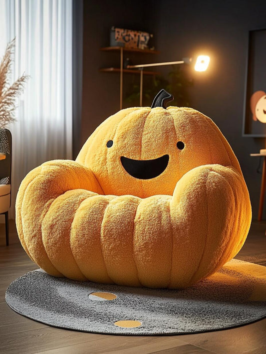 Pumpkin Smile Kids Sofa Chair – Plush Cartoon Lounge Seat for Toddlers & Playrooms (Halloween / Fall Theme)