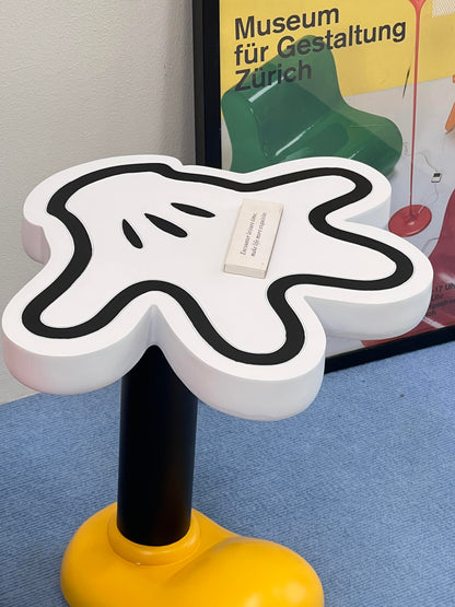 Cartoon Glove Side Table – Playful Pop Art Accent Table with Yellow Shoe Base (Side Table / Accent Furniture)