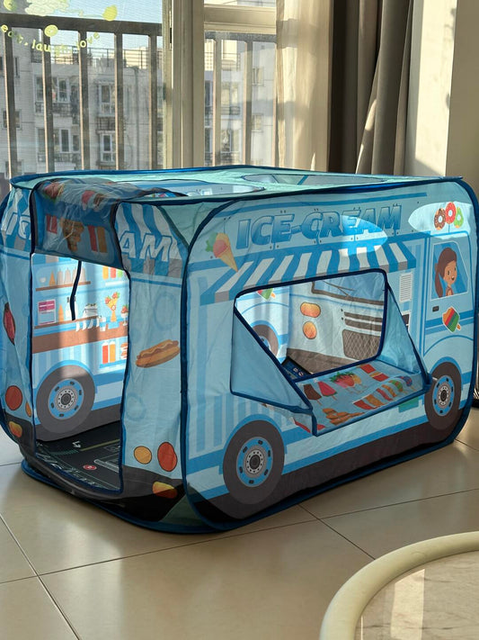 Kids Ice Cream Truck Play Tent – Pop-Up Indoor Playhouse with Roll-Up Door & Fun Food Graphics