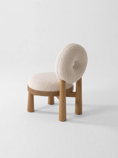 Donut Backrest Lounge Chair – Minimalist Bouclé Accent Seating with Solid Wood Legs
