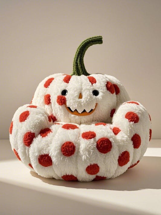 Plush Pumpkin Monster Chair for Kids – Soft Polka Dot Bean Bag Style Lounge Seat