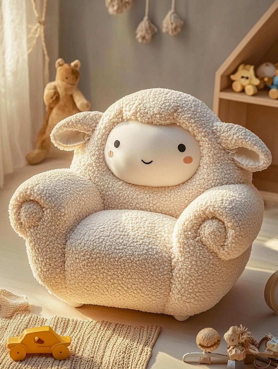Adorable Bean Bag Boucle Chair – Cozy & Soft Kids Lounge Seat