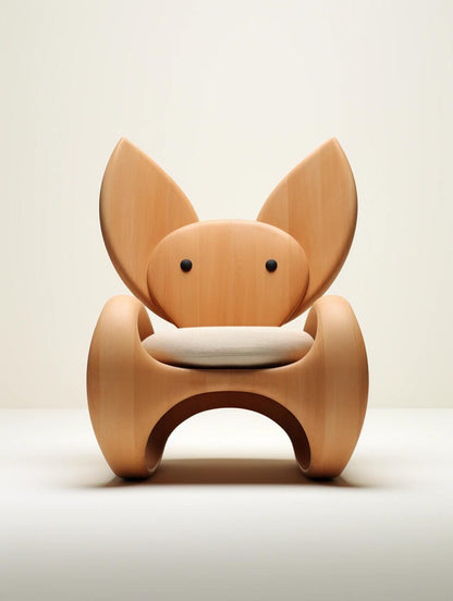 Kawaii Panda & Cub Kids Sofa Chair – Adorable Animal Lounge Seat with Wooden Frame and Plush Bear Pillow