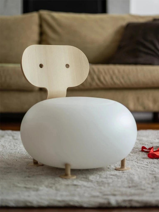 Minimalist Animal-Inspired Kids Chair – Modern Cartoon Chair with Rounded Seat & Wooden Backrest (Children’s Furniture / Designer Decor)