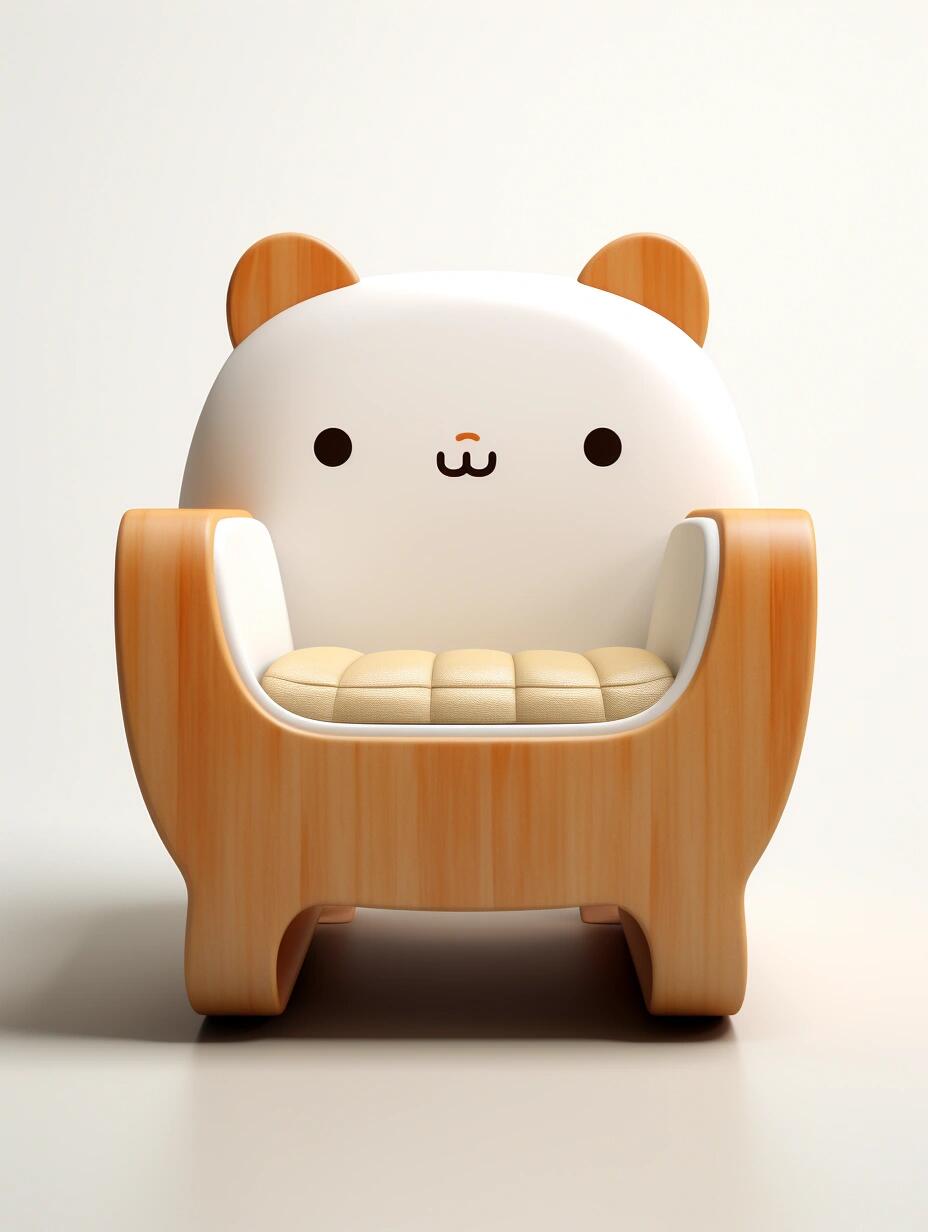 Kawaii Panda & Cub Kids Sofa Chair – Adorable Animal Lounge Seat with Wooden Frame and Plush Bear Pillow