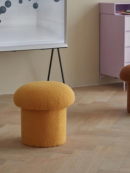 Minimalist Mushroom Bouclé Stool – Cozy Plush Accent Seating for Living Room or Kids Room