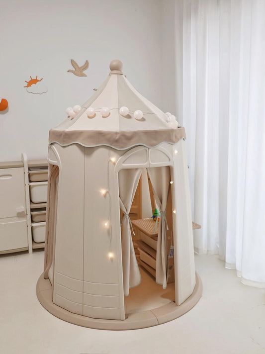 Kids’ Indoor Playhouse Tent with Slide – Princess Castle-Themed Play Structure with Lights