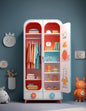 Colorful Kids' Wardrobe Closet – Cartoon-Themed Armoire with Hanging Space & Shelves