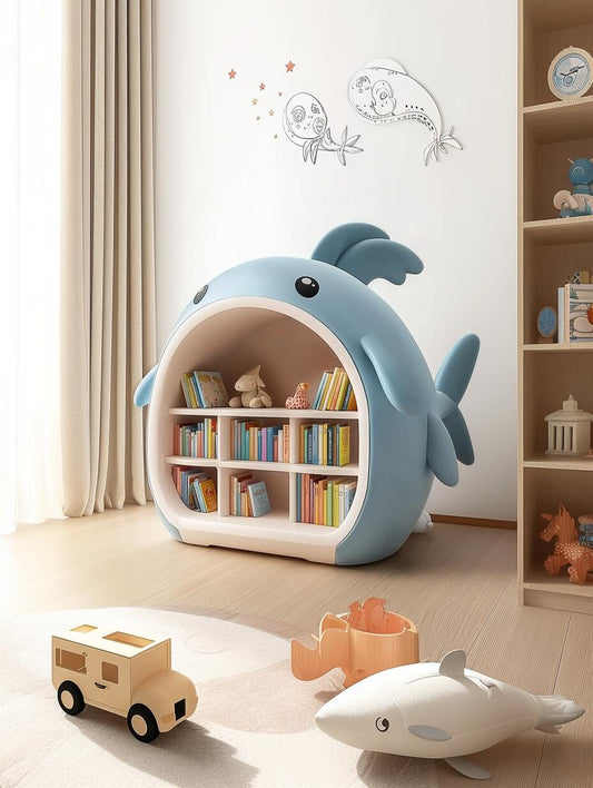 Cute Whale-Shaped Bookshelf – Fun & Functional Kids' Storage
