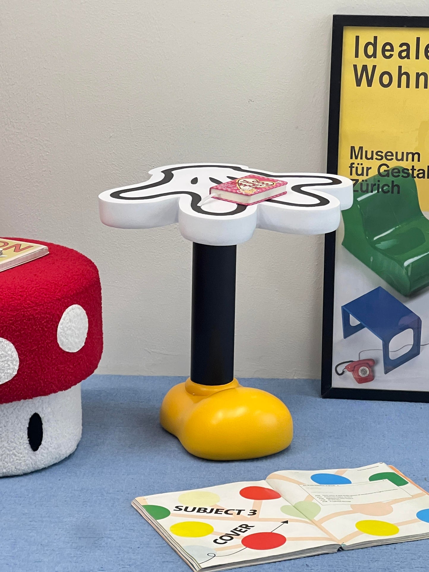 Cartoon Glove Side Table – Playful Pop Art Accent Table with Yellow Shoe Base (Side Table / Accent Furniture)