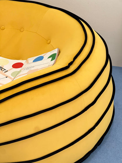 Honeycomb-Inspired Kids Lounge Chair – Bold Yellow & Black Striped Bean Bag Sofa (Modern Playroom / Reading Nook)