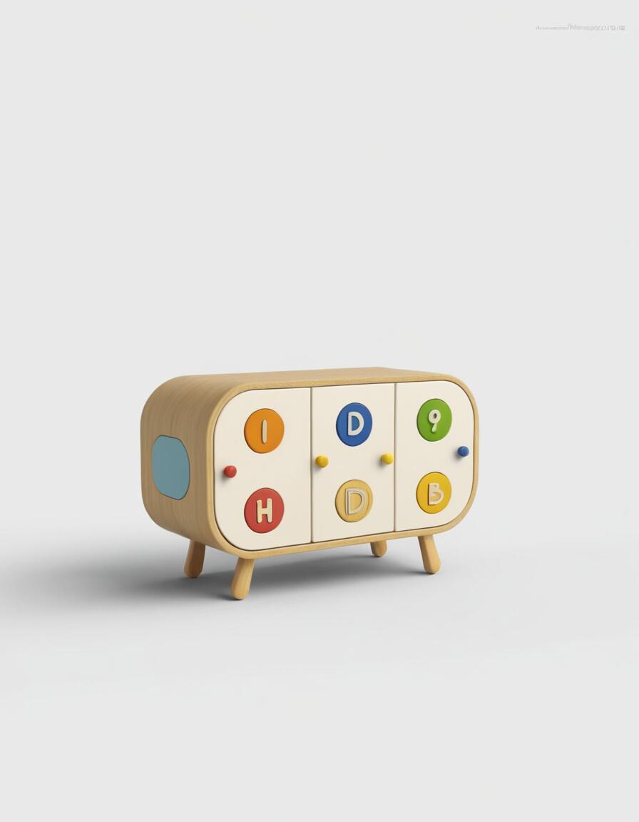 Creative Alphabet-Themed Wooden Storage Cabinet – Fun & Educational Kids’ Organizer