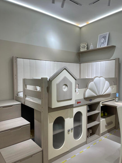 Luxury Playhouse Bunk Bed with Slide & Storage – Fun & Functional Kids’ Loft Bed