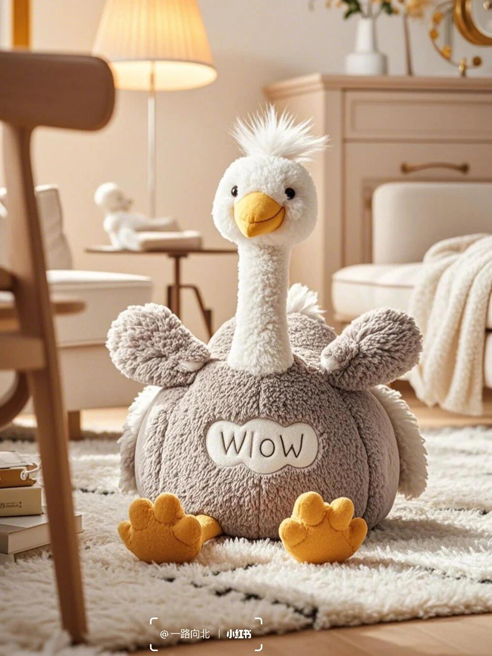 Plush Ostrich Kids Sofa Chair – Animal-Shaped Toddler Lounge Seat with Soft Sherpa Fabric (Cartoon Bird Design for Playroom & Nursery)
