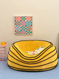 Honeycomb-Inspired Kids Lounge Chair – Bold Yellow & Black Striped Bean Bag Sofa (Modern Playroom / Reading Nook)