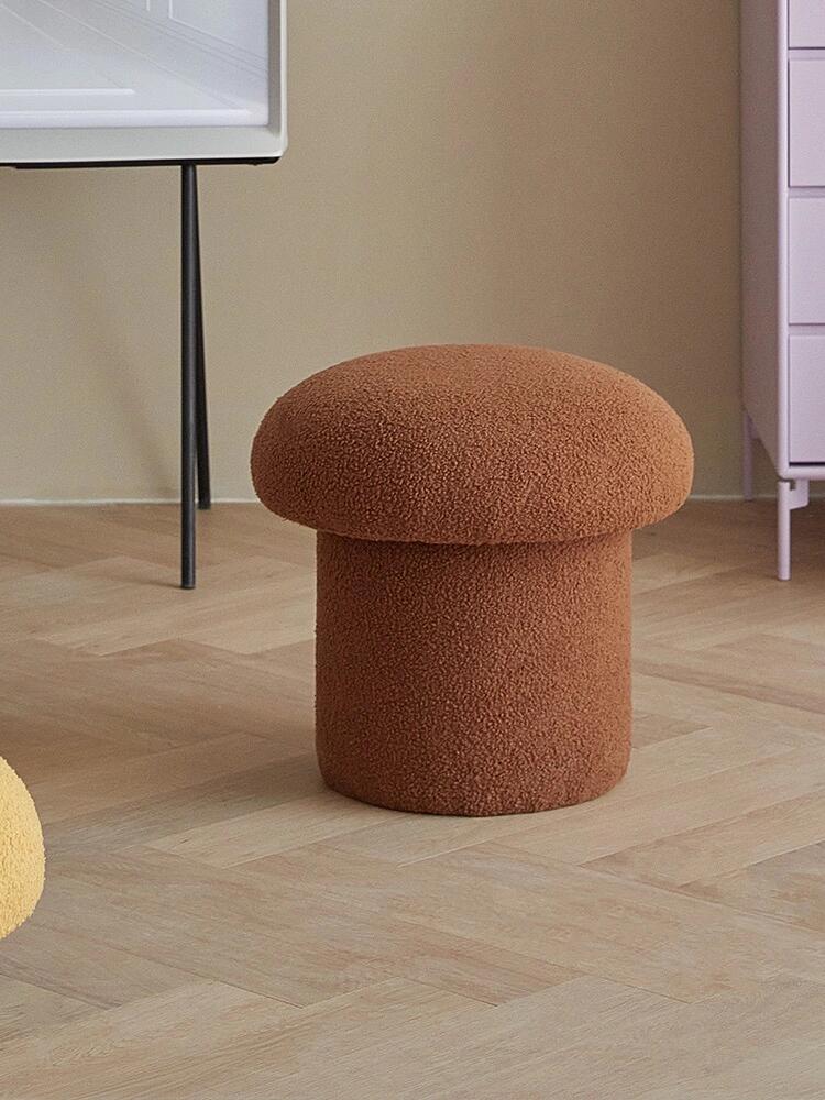 Minimalist Mushroom Bouclé Stool – Cozy Plush Accent Seating for Living Room or Kids Room
