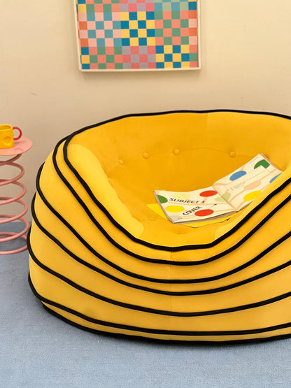 Honeycomb-Inspired Kids Lounge Chair – Bold Yellow & Black Striped Bean Bag Sofa (Modern Playroom / Reading Nook)