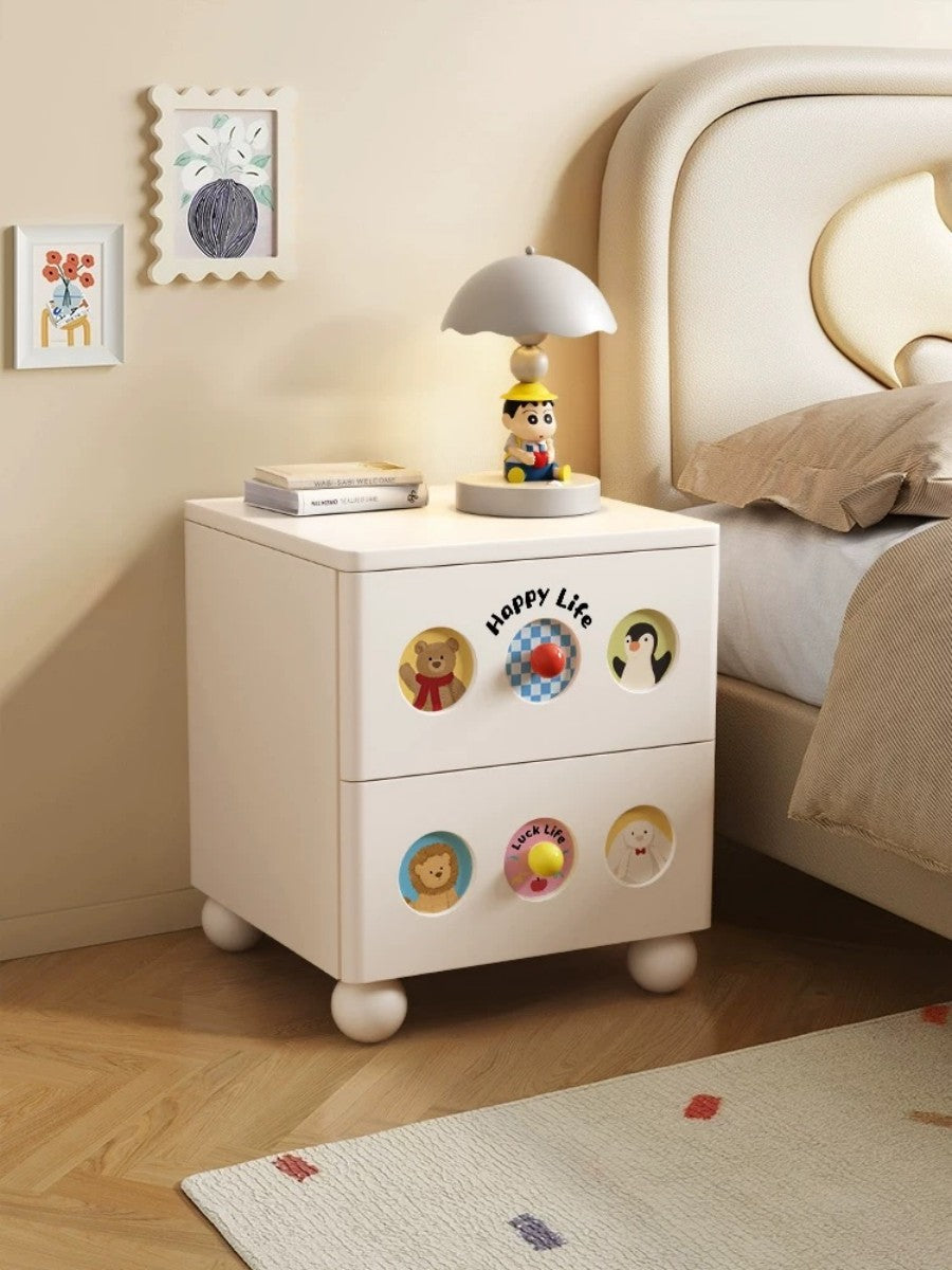 Cute Animal Nightstand – Kids Bedroom Bedside Table with Cartoon Knobs