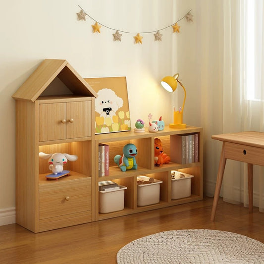 House-Shaped Kids Bookshelf – Wooden Storage Organizer with Drawers