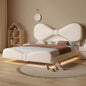 Modern Kids Bed with Bowknot Headboard, Upholstered Children’s Bed Frame with LED Lights