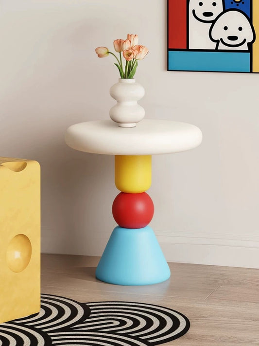 Geometric Colorful Side Table – Modern Kids Room Accent Table