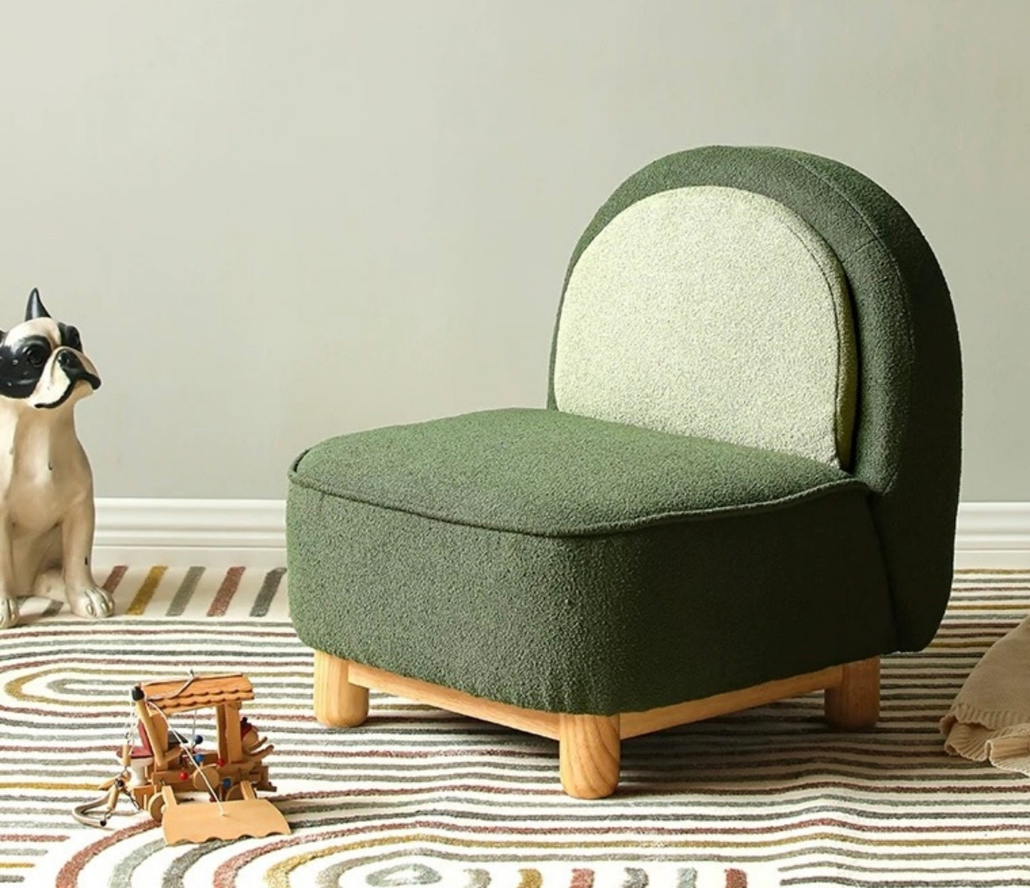 Green Upholstered Kids Lounge Chair – Modern Toddler Armchair