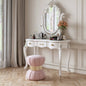 Elegant White Vanity Table with Mirror and Stool, Vintage Makeup Dressing Table Set
