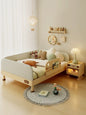 Modern Wooden Kids Bed with Safety Guardrail and Storage