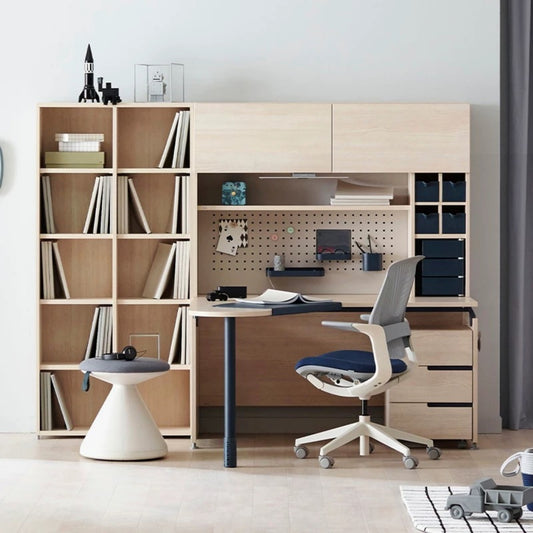 Large Kids Study Desk with Bookshelf – Scandinavian Home Office Set